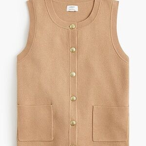 J. Crew Factory Camel Sleeveless Vest with Gold Buttons XL
